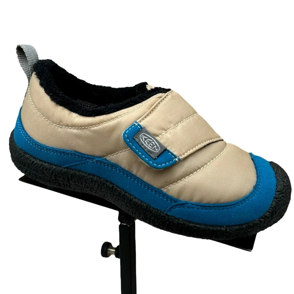 KEEN Howser Little Boys Faux Fur Lined Slippers Size 11 Blue-Beige Warm‎ Shoes